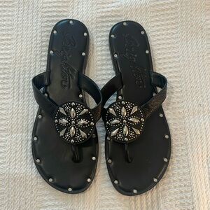 Brighton Black Sandals with Silver Accents